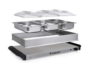 Buffetwarmer BEPER P101TEM002, 4 tavi detasabile, termostat reglabil - Img 5