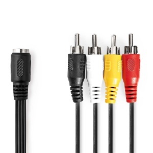 Cablu audio Nedis DIN 5 pini 4 RCA 0.20 m Negru