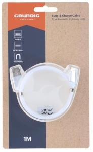 Cablu de incarcare iPhone Grundig USB-A la Lightning 1M - Cablu magnetic alb - Img 6