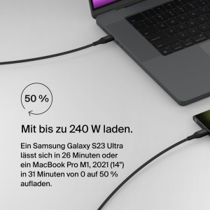 Cablu de incarcare USB-C Belkin BoostCharge, 240 W, 1 m, Negru - Img 2