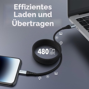Cablu USB A la USB C GRIFEMA 2 m, 3,1 A, Nylon rezistent - Img 5