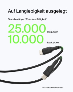 Cablu USB-C Belkin BoostCharge, 2m, Negru, pentru iPhone, Samsung, Google Pixel - Img 4
