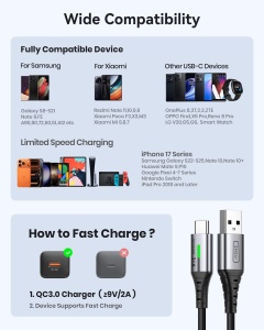 Cablu USB-C INIU 3m, 3.1A, Nylon, pentru iPhone 16, Samsung Galaxy S21 - Img 7