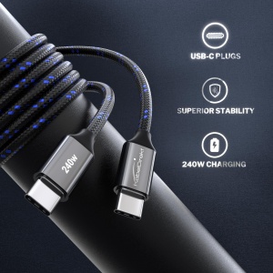 Cablu USB-C KabelDirekt 2m, incarcare rapida 240W, metal, nylon - Img 2