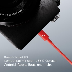 Cablu USB-C la USB-C Beats, 1,5 m, incarcare rapida, design rezistent, culoare rosu - Img 3