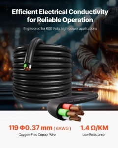 Cablul de alimentare VEVOR SOOW 6AWG4C 1524 m 600V manson CPE rezistent - Img 2