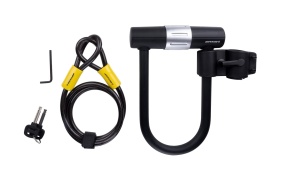 Cadea pentru bicicleta Dunlop - combinatie de lacat U si cablu, 120 cm, 10 mm