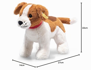 Caine de plus Steiff Snuffy Hund 27 cm, maroniubej, material moale - Img 8