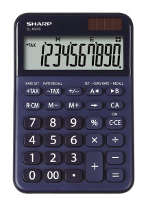Calculator de birou SHARP EL-M335, solar si baterie, display 10 caractere, albastru