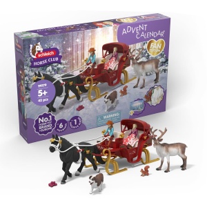 Calendar de Advent Schleich Horse Club - Schlittenfahrt cu 31 piese, inclusiv sanie si figurine