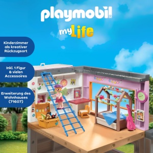 Camera de copii PLAYMOBIL MyLife 71610, 97 piese, din materiale reciclate - Img 4
