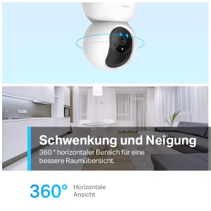 Camera de securitate cu camera IP Wi-Fi TP-Link Tapo C210 (panoramare si inclinare a obiectivului, rezolutie de 3 MP, audio pe 2 cai, viziune nocturna de pana la 9 m, stocare locala de pana la 256 GB) alb/negru, 1 bucata (1 pachet) - Img 2