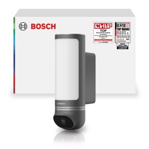 Camera de supraveghere exterioara Bosch Smart Home Eyes II, 1080p Full HD, cu alarma si lumina, antracit