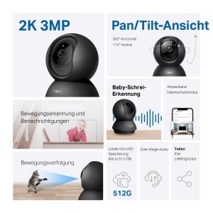 Camera de supraveghere TP-Link Tapo C211, 3MP, Night Vision, Rotire 360 - Img 2