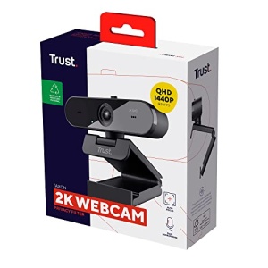 Camera web Trust Taxon 2K QHD realizata din 85% plastic reciclat, PC cu camera USB 2560x1440p cu husa, focalizare automata, unghi larg, 2 microfoane, camera video pentru conferinte, apeluri video, Skype, Teams, Zoom - Img 14