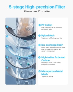 Cana filtrare apa VEVOR 6216, 9 cesti, capacitate 150 L, design compact pentru frigider - Img 3