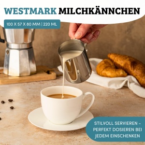 Cana pentru lapte Westmark Brasilia 220 ml din inox, argintie - Img 2