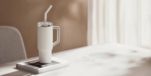 Cana termica Xiaomi Straw Mug, 1L, inox 316L, BPA-free, alba