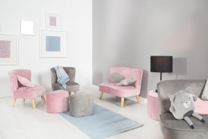 Canapea pentru copii roba Lil Sofa, culoare mauve, design retro, cu picioare din lemn - Img 8