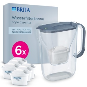 Canistra de filtrare apa BRITA Style Essential, 6x MAXTRA PRO, culoare steinblau