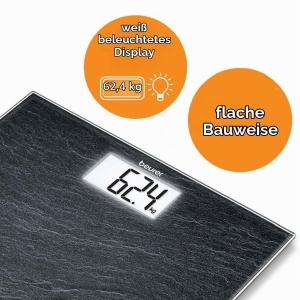 Cantar de baie Beurer GS 203 Slate, capacitate 150 kg, display LCD mare, design slate - Img 3