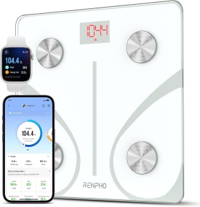 Cantar de baie RENPHO cu analiza corporala, Bluetooth, 400lb180kg, alb