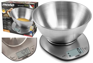 Cantar de bucatarie Mesko, inox, 5 kg, 21,5 x 21,5 x 10,5 cm - Img 1