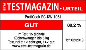 Cantar de bucatarie ProfiCook(r) 1g trepte | Domeniu de masurare de pana la 5000g | Cantar digital de bucatarie cu functie de tara | Cantar de bucatarie | ecran LCD mare | Cantar digital de bucatarie | Cantare bucatarie din otel inoxidabil | PC KW 1061 - Img 8
