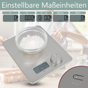Cantar de bucatarie ProfiCook(r) fara baterii | Cantar digital de bucatarie cu energie cinetica | Cantar cu domeniu de masurare de 1 g - 5 kg si afisaj mare | cu functie de tara si diverse. Unitati de masura - PC-KW 1263 - Img 5