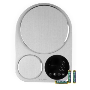 Cantar de Bucatarie Salter Dual Platform, 5kg Capacitate, Display Digital, Inox