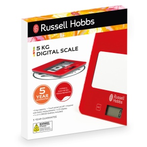 Cantar digital de bucatarie Russell Hobbs RH01571AR - Cantar electronic pentru alimente cu functie de tara, cantar de copt / gatit cu capacitate de 5 kg, afisaj LCD, platforma de sticla, baterii incluse, garantie de 5 ani - Img 6
