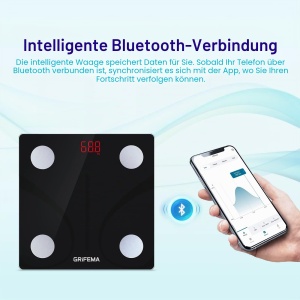 Cantar digital GRIFEMA cu Bluetooth, masuratori BMI si grasime corporala, negru - Img 5