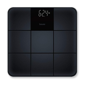 Cantar din sticla Beurer GS 235, cantar digital de baie cu afisaj magic, suprafata antiderapanta cu aspect de gresie mata, pornire si oprire automata, negru