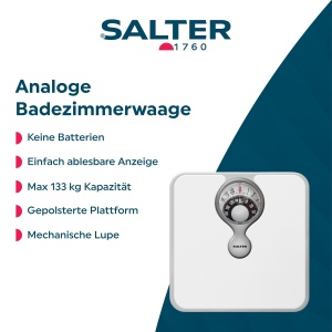 Cantar mecanic Salter 484 WHDR 133 kg alb cu lupa si cadran usor de citit - Img 2