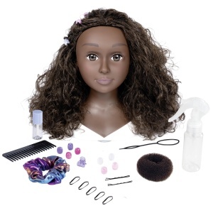Cap de coafura Smoby My Beauty Afro cu 23 accesorii, par lung si ondulat