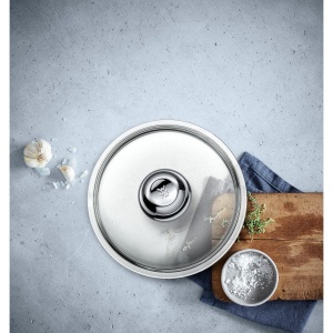 Capac transparent pentru tigaie WMF, 20 cm, sticla rezistenta la caldura, maner din inox - Img 2