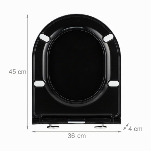 Capac WC Relaxdays D-Form cu Absenkautomatik, 36 x 45 cm, Duroplast, Negru - Img 4