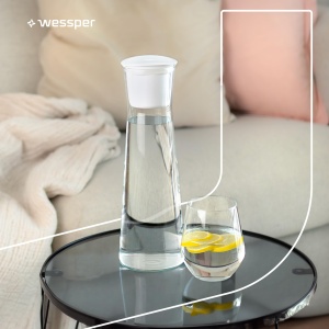 Carafa cu filtru de apa din sticla Wessper, 1 litru, Carafa de apa cu filtru de apa cu micro disc, Carafa de sticla cu capac, pentru apa filtrata si bauturi reci, fara BPA - Alb - Img 6