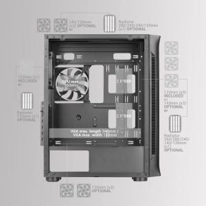 Carcasa Gaming Mars Gaming MC-NEO, XXL E-ATX, Geam Temperat, 4 Ventilatoare ARGB - Img 6