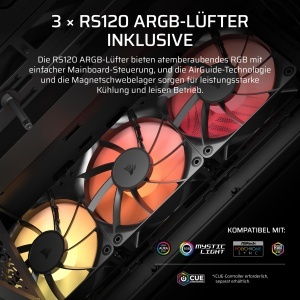 Carcasa PC CORSAIR 3200D RS ARGB Mid-Tower ATX, Negru, cu 3 ventilatoare ARGB - Img 5