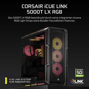 Carcasa PC Corsair 5000T LX RGB Mid-Tower Negru cu Ventilatoare RGB - Img 2