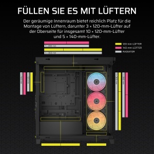 Carcasa PC Corsair Frame 4500X LX-R RGB, Mid-Tower, Negru, cu 3 Ventilatoare RGB - Img 7