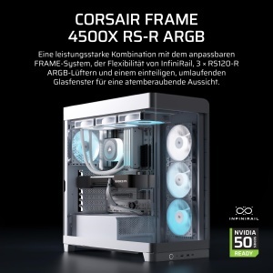 Carcasa PC Corsair Frame 4500X RS-R, Mid-Tower, Alb, cu 3 ventilatoare RGB - Img 2