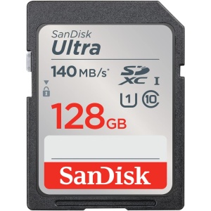 Card de memorie SanDisk Ultra SDXC UHS-I 128 GB, viteza 140 MBs, Full HD