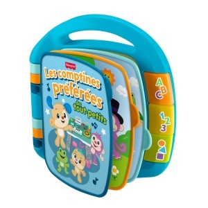 Carte muzicala Fisher-Price cu 5 cantece, lumini si sunete, pentru bebelusi
