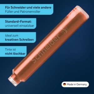 Cartuse de cerneala Schneider Pastell, 6 bucati, culoare Apricot - Img 2