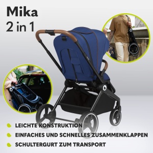 Carucior 2in1 LIONELO Mika, usoara, cu suport pentru bebelusi, accesorii incluse - Img 6