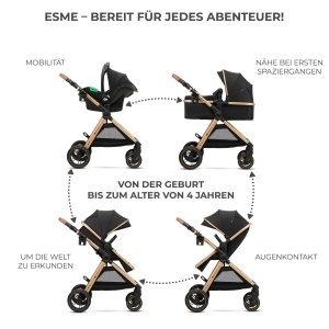 Carucior 3 in 1 Kinderkraft ESME cu scaun auto i-Size, pliabil, Negru - Img 3