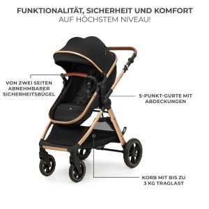 Carucior 3 in 1 Kinderkraft ESME cu scaun auto i-Size, pliabil, Negru - Img 13