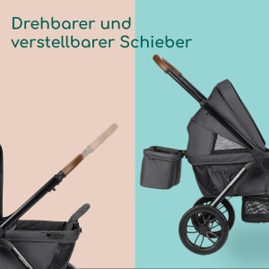Carucior Bebeconfort Helios 2-in-1 pentru 0-4 ani, 2 locuri, All-Terrain, Mineral Graphite - Img 6